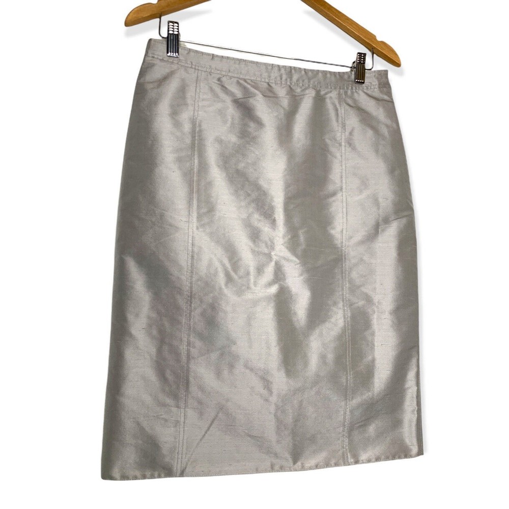 Armani Collezioni Womens Silk High Rise Knee Length Pencil Skirt Gray Size 6